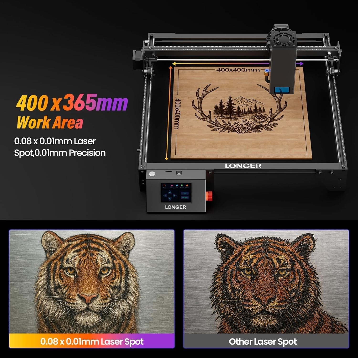 Longer Ray5 20W Laser Engraver with Air Assist Kit 3-In-1 Rotary Roller Kit DIY CNC Laser Cutter Tool for Metal Glass Wood,Engraving Area 400 * 365Mm