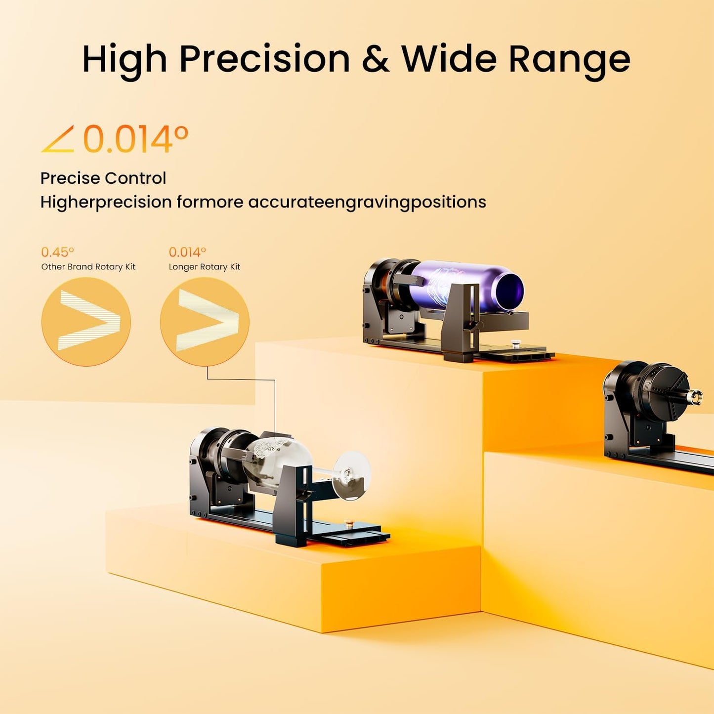 Longer Chuck Rotary Roller Is Ideal for Engraving Cylindrical, Wine Glasses, and Irregular Items. Compatible with Ray5, Ray5Mini, B1, and Most Other Laser Engravers, Meeting Diverse Engraving Needs.