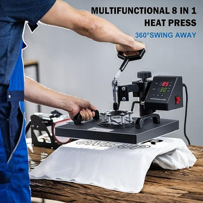 8 in 1 Combo T-Shirt Heat Press 15"X15" Transfer Machine Sublimation Swing Away