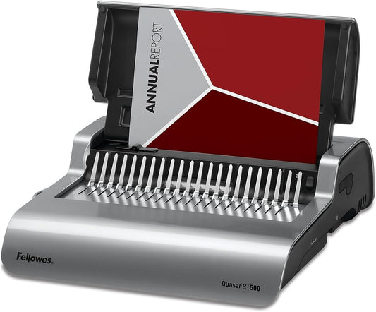 Fellowes 5216901 Quasar 500 Electric Comb Binding System, 16 7/8 X 15 3/8 X 5 1/8, Metallic Gray, Alloy Steel