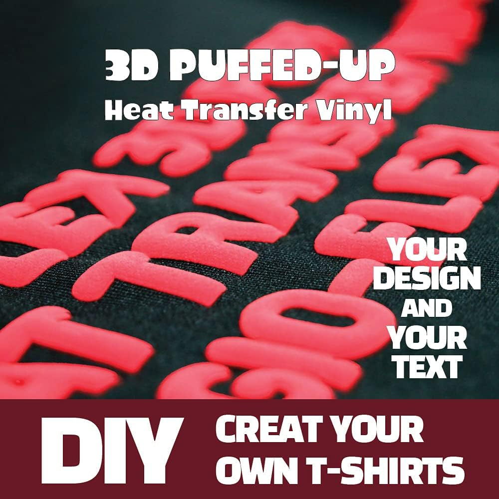 3D Puff Vinyl Heat Transfer 10" X 12" - 14 Sheets Foaming HTV Assorted Colors Bundle/Variety Pack, Adhesive Vinyl, Iron-On Transfer, Heat Press with Cricut Silhouette Cameo