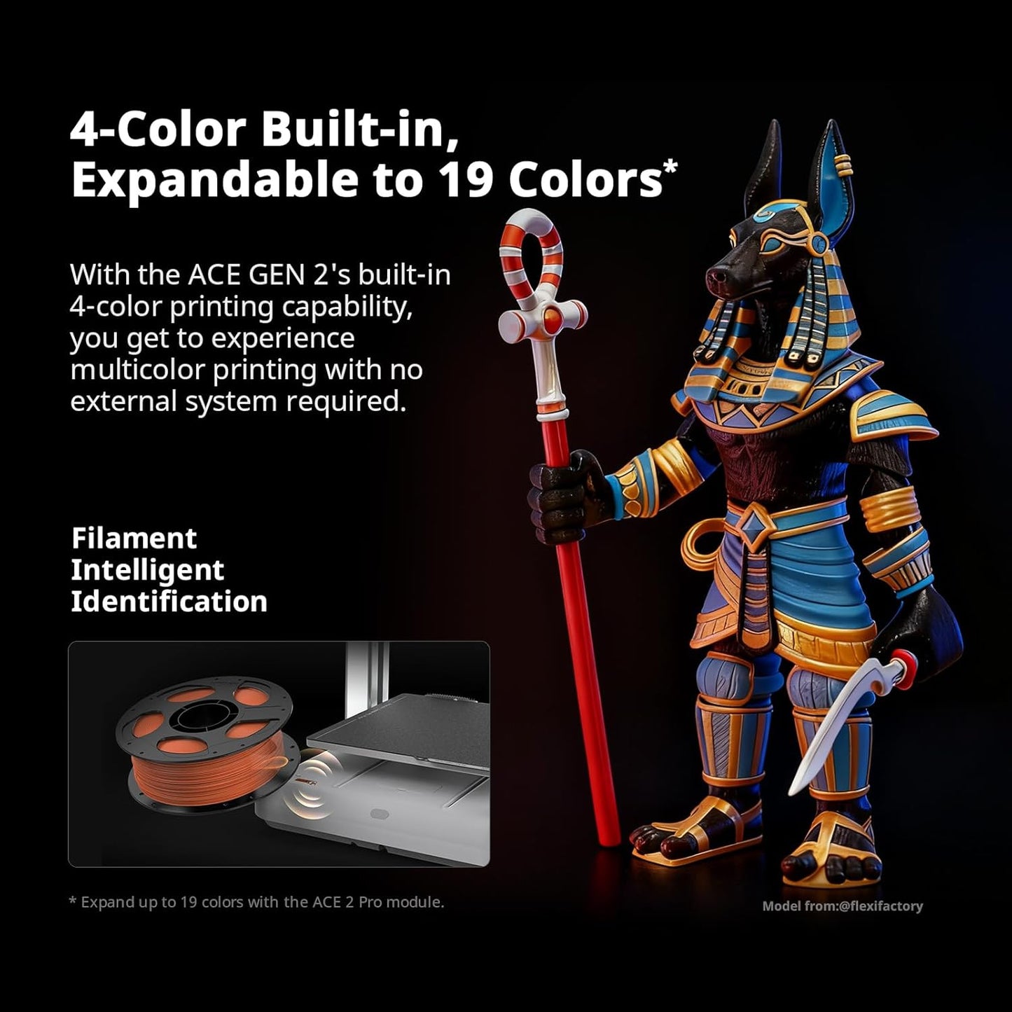 Anycubic Kobra X Multicolor 3D Printer, 2X Faster & Easy One-Click Printing, 600Mm/S High Speed 3D Printers for Beginners & Kids, 4-Color Built-In, 260X260X260M³, Easy to Use FDM 3D Printer