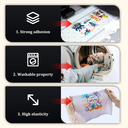 DTF Transfer Film - A3 100 Sheets 11.7"X16.5" Double-Sided Matte, Premium DTF Film Paper for All Dark Fabric Textile and Colors T Shirts