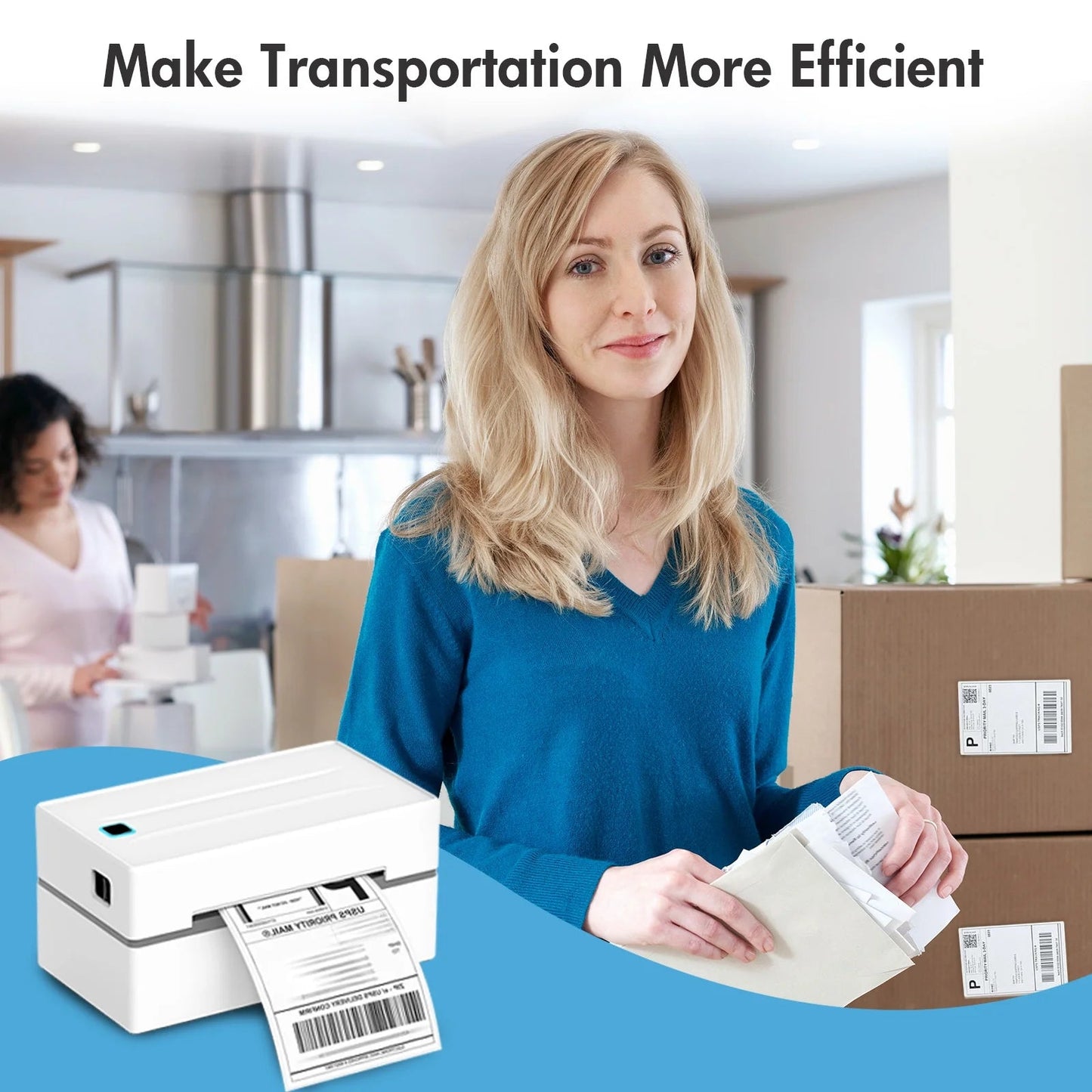 4X6 Thermal Label Printer - Bluetooth Shipping Label Maker for Packages, Compatible with Windows Ios Android, Wireless Sticker Printing for Business and Home