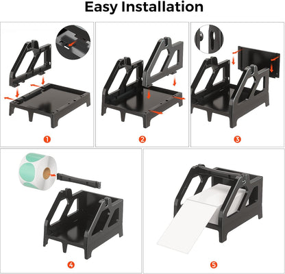 MUNBYN Label Holder for Rolls and Fan-Fold Labels, Thermal Sticker Roll Holder for Desktop Thermal Printer Shipping Supplies Industrial Paper, Black