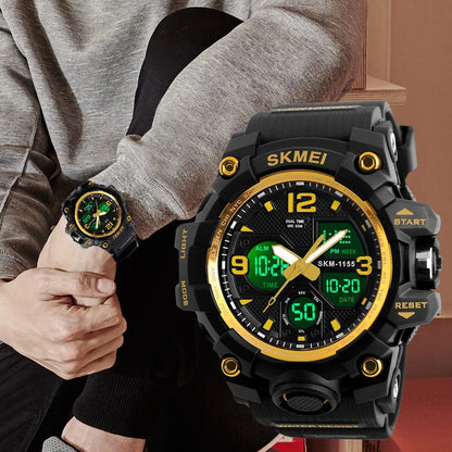 Men'S Digital Sports Watch, Large Face Military Waterproof Watches for Men with Stopwatch Alarm LED Back Light Sports Watch,Gold