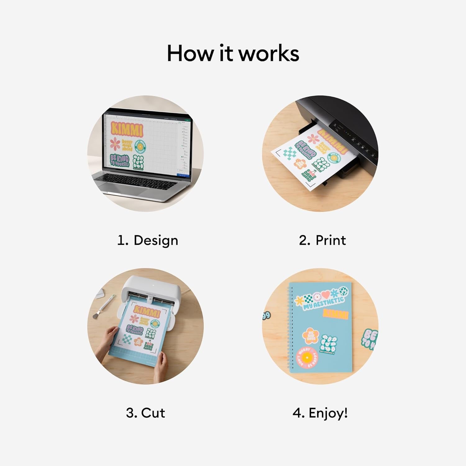 Cricut Printable Sticker Paper for Inkjet Printer - 50 Count, US Letter Size (8.5In X 11In) - White - Make Custom Stickers, Personalized Decor, Labels, & More