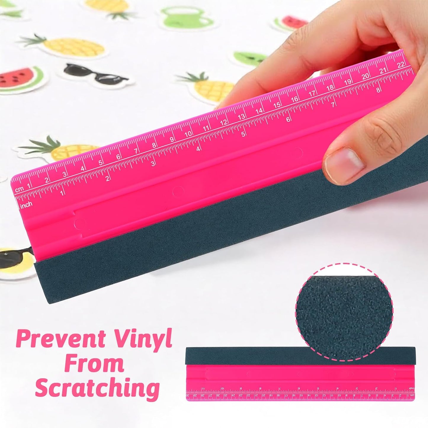 Wallpaper Smoothing Tool, Professional Vinyl Squeegee with Ruler Felt Squeegee for Vinyl Decals Sticker Paper Wallpaper Window Film Tools (12Inch)