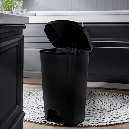 12.1 Gallon Trash Can, Plastic Step on Kitchen Trash Can, Black