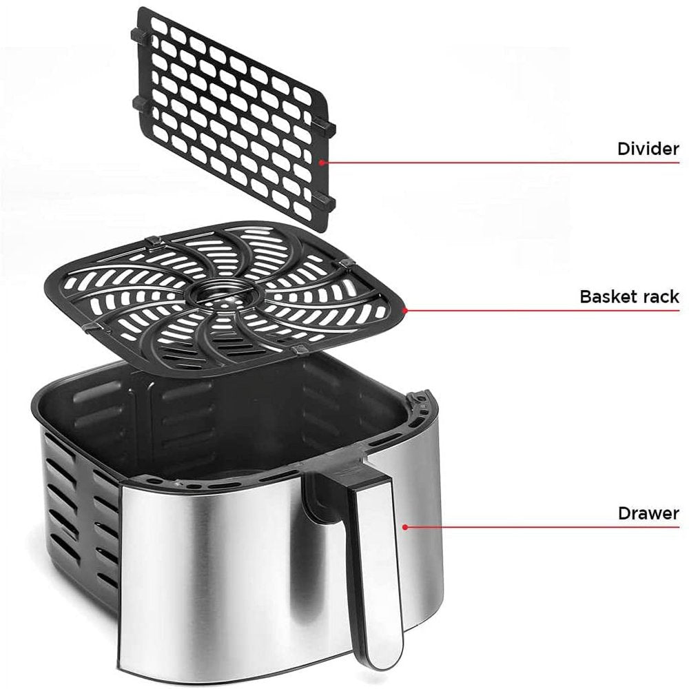 Turbo Fry Stainless Steel Air Fryer with Basket Divider, 8 Quart