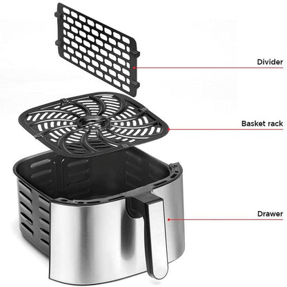 Turbo Fry Stainless Steel Air Fryer with Basket Divider, 8 Quart