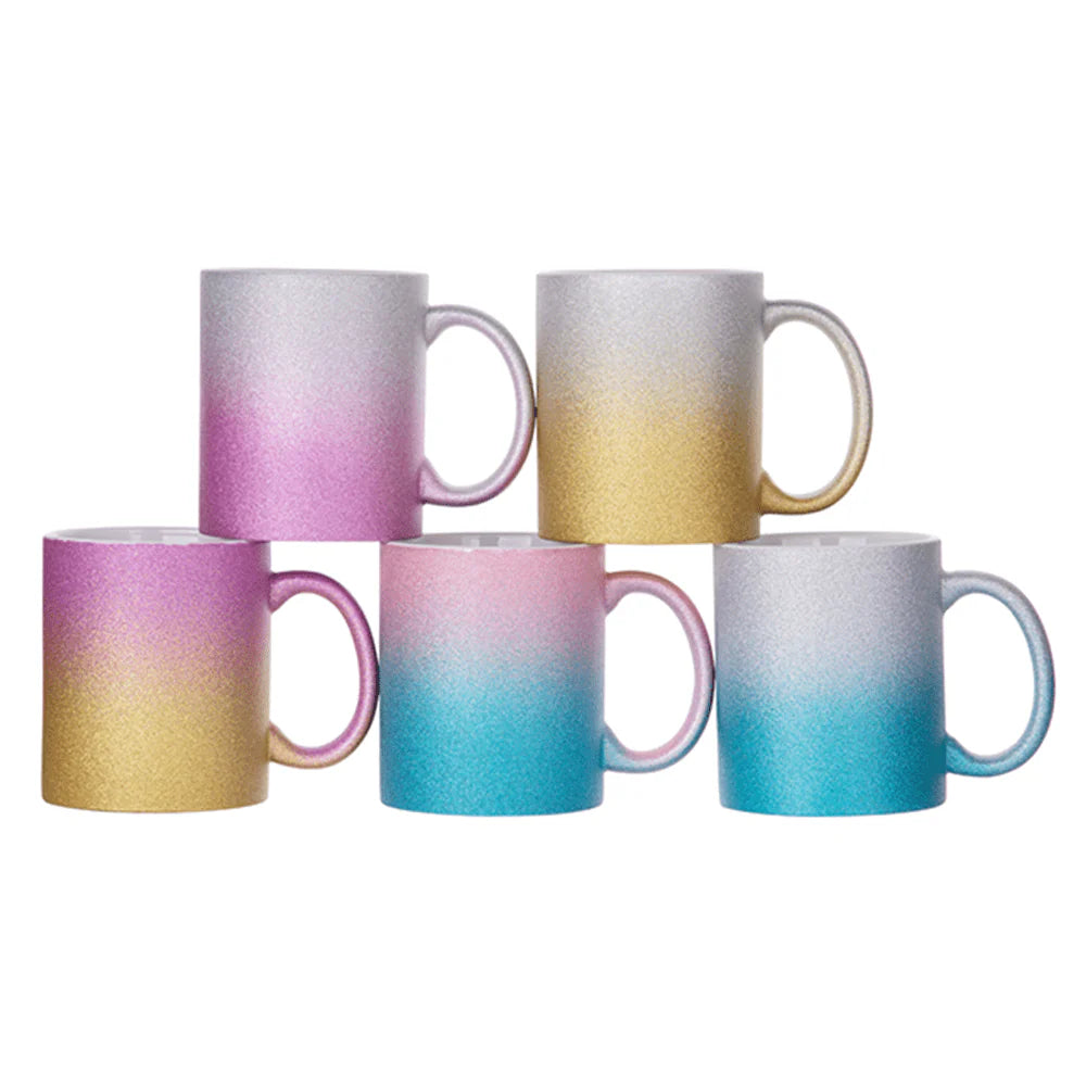 HPN Sublicraft 11 Oz. Glitter Gradient Sublimation Ceramic Mug - 36 per Case