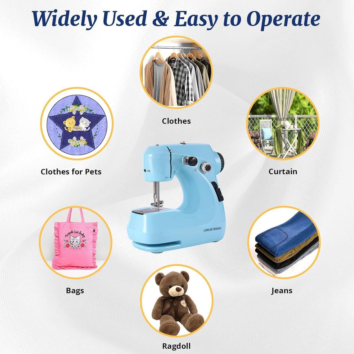 Loklik Istitch™ Sewing Machine for Beginners and Kids - 38 Built-In Stitches Mini Sewing Machine with Extension Table,Small Portable Sewing Machine with Foot Pedal & Sewing Kit