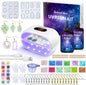 Solaraglaze UV Resin Kit with Light 240G Hard Type Clear UV Resin Jewelry Making Kit Two-Sided Light and Molds DIY Jewelry Making Supplies for Keychain and Earring