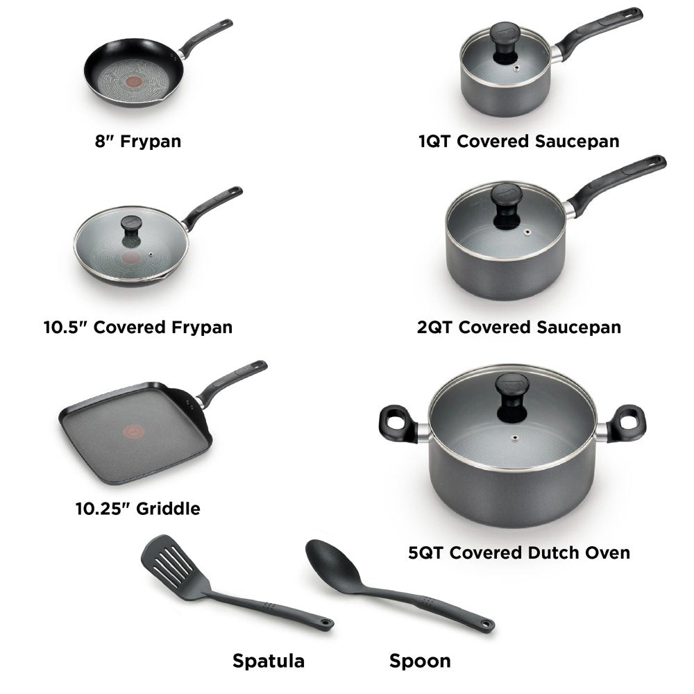 Easy Care 12-Piece Non-Stick Cookware Set, Pots and Pans, Grey