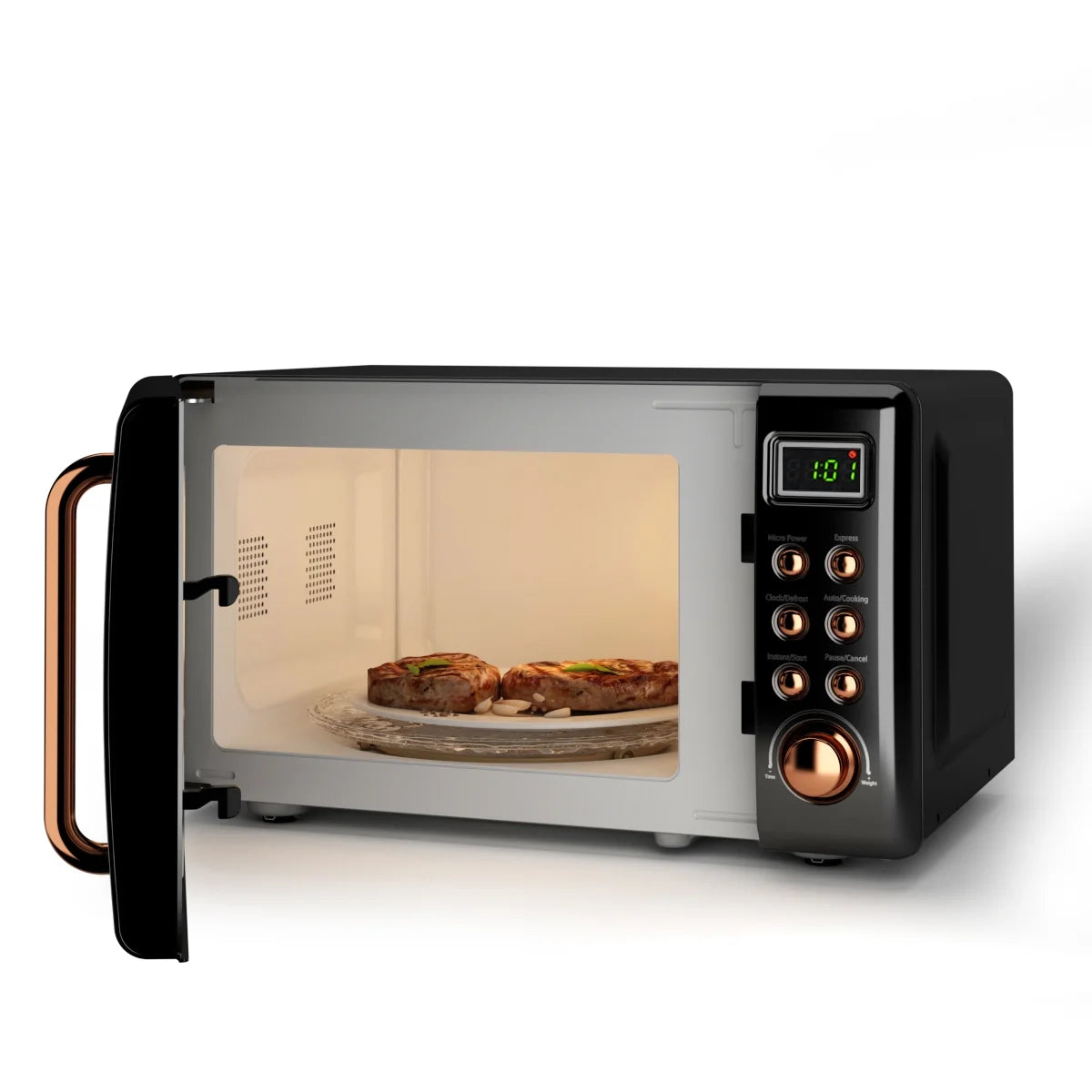 0.7Cu.Ft Retro Countertop Microwave Oven 700W LED Display Glass Turntable Rose Gold