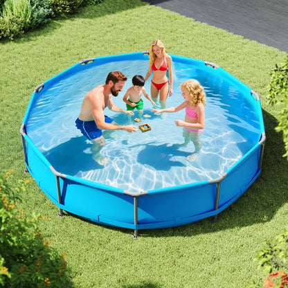 1617 Gal Outdoor Family Swimming Pool with Metal Frame Multi-Layer PVC Fabric