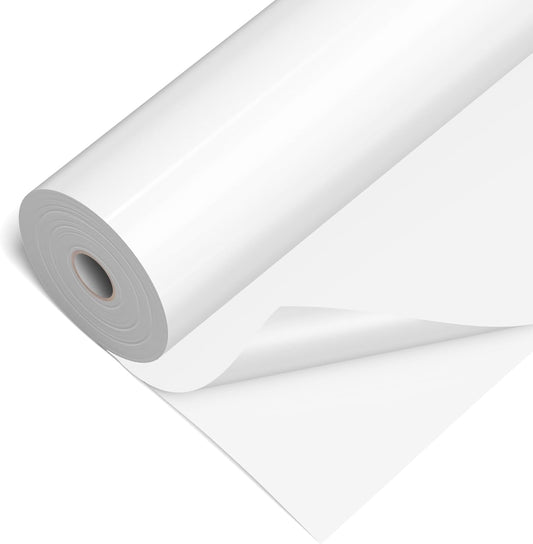 Glossy White Permanent Vinyl - 12" X 50 FT White Adhesive Vinyl Roll Compatible with Cricut Machines, Silhouette Cameo for DIY Home Decor, Commercial, Decals and Signs