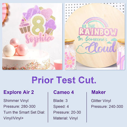 Shimmer Vinyl Glitter Adhesive Sheets for Craft Cutter 12" X 12" 10 Sheets/Pack