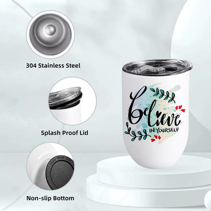 Colorsub Sublimation Straight Wine Tumblers 12Oz, 16 Pack Stainless Steel Double Wall Sublimation Blanks Wine Cups with Lids & Straws, Brush, Shrink Wrap, Silicone Straw Tips, Gift Box