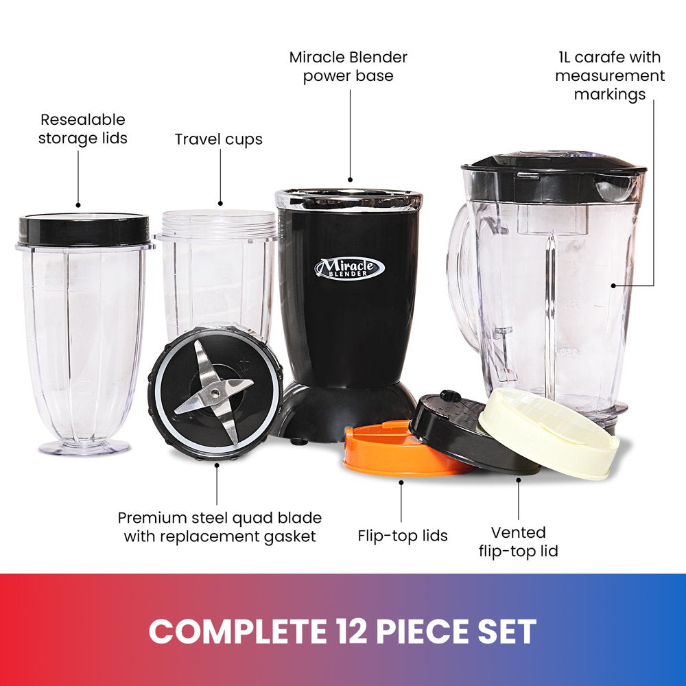 Miracle Blender, Bullet Style Personal Blender, 12 Pc Set