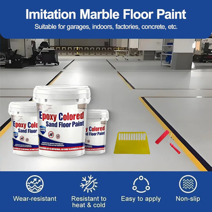 Epoxy Coloured Sand Floor Paint Coating Kit, Self Leveling Epoxy Floor Paint, High Gloss Marble Effect Coating for Garage, Outdoor, Waterproof, Non-Slip (2Kg, Medium Gray)