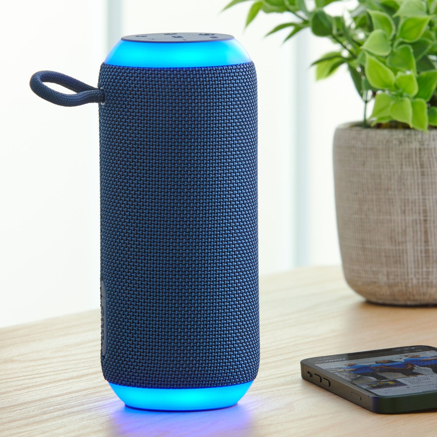 Medium Rugged Speaker with Bluetooth Wireless Technology and LED Lighting, Navy