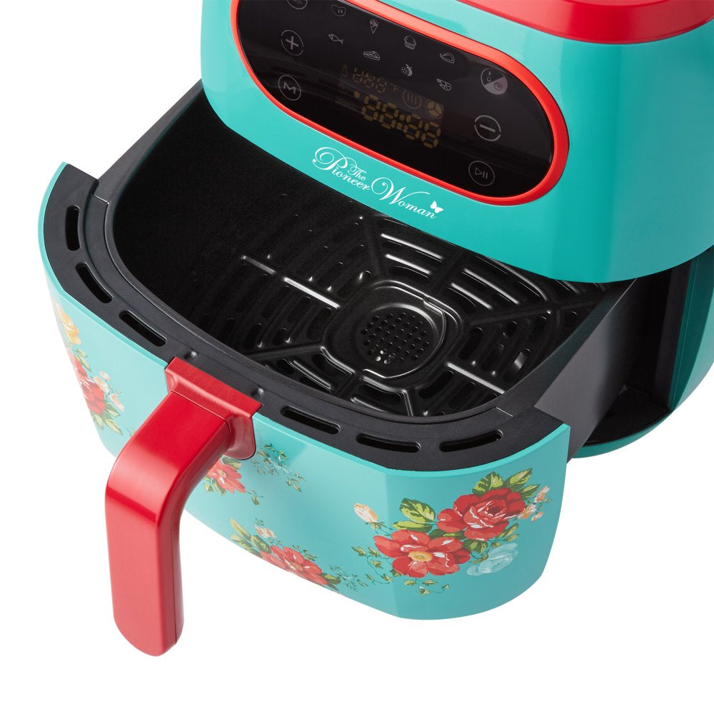 Vintage Floral 6.3 Quart Air Fryer with LED Screen, 13.46", New