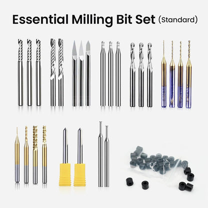 26Pcs 1/8" Essential Milling Bit Set - Standard，1/8" /3.175Mm Shank Bits Set for CNC Cutter Milling Carving, Woodworking Detail Carving Trimming V Groove Engraving Slotting Mortise