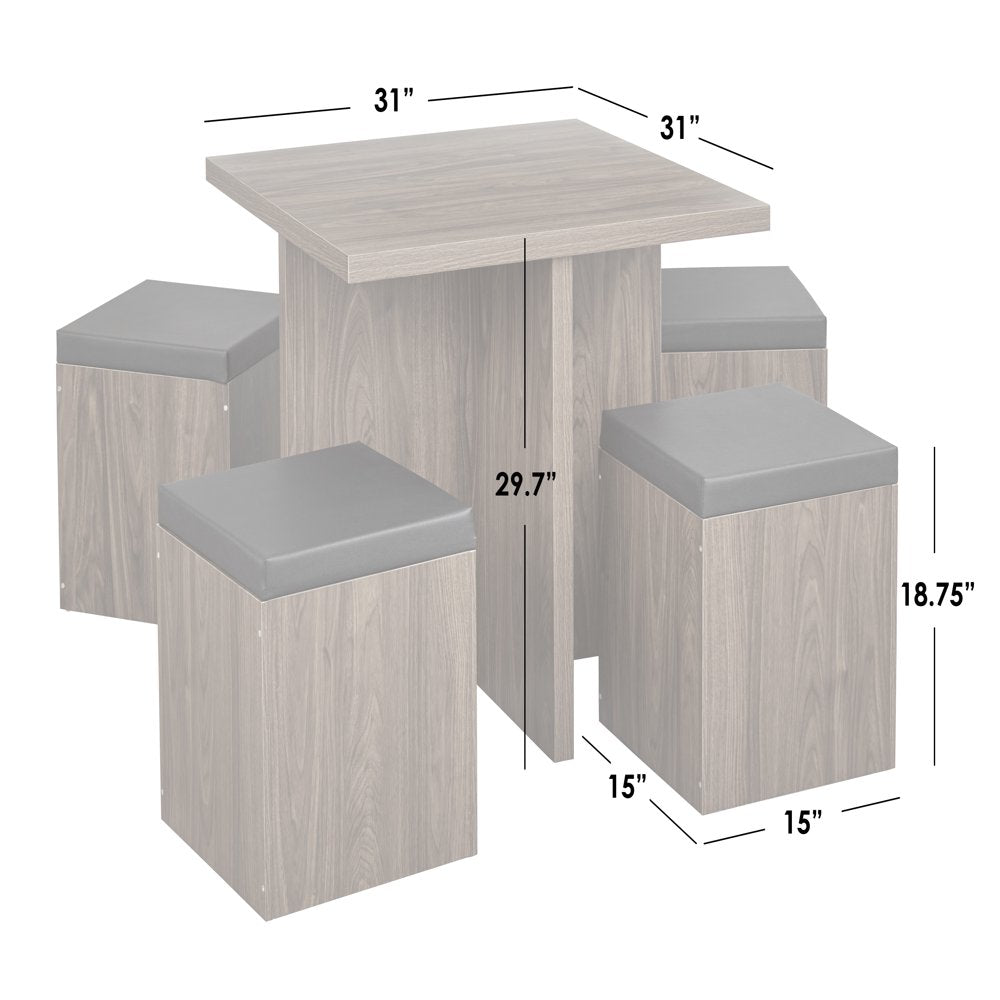 5-Piece Dexter Dining Room/Kitchen Set with Storage Ottoman, Multiple Colors
