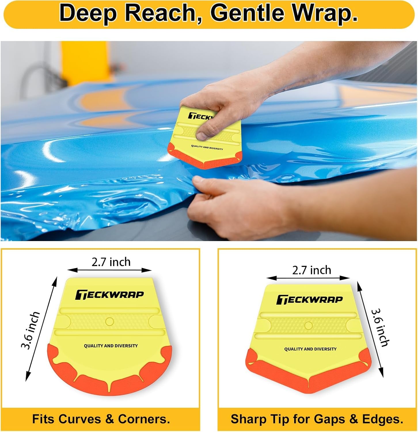 Felt Edge Squeegee for Vinyl Wrap, Car Wrap, PPF, Decal & Window Tint, Professional Scratch-Free Squeegee Tools, 4PCS 40A Soft Yellow