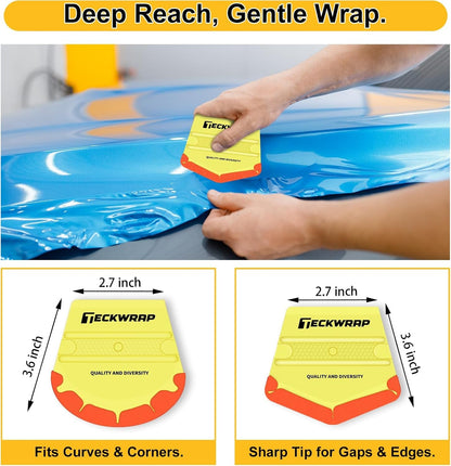 Felt Edge Squeegee for Vinyl Wrap, Car Wrap, PPF, Decal & Window Tint, Professional Scratch-Free Squeegee Tools, 4PCS 40A Soft Yellow