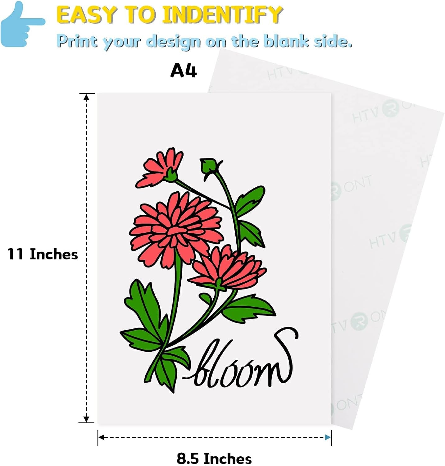 Heat Transfer Paper for Dark T Shirts -50 Pack 8.5X11" Iron on Transfer Paper for Inkjet Printer, Easy to Use Printable Heat Transfer Vinyl, Vibrant Color, Durable & Soft