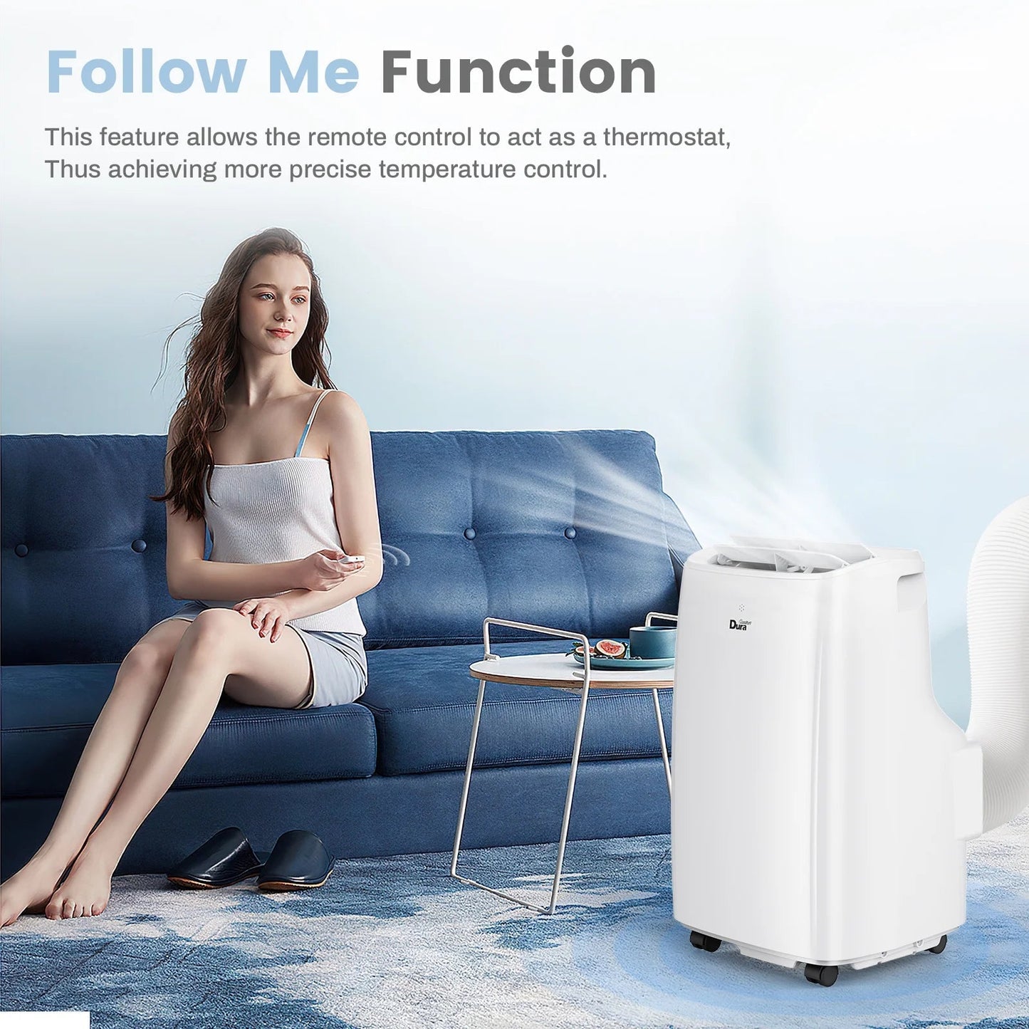 Portable Air Conditioner, 5,300 BTU Dual Motor, for Rooms up to 240 Sq Ft, Cooling, Dehumidifier, Fan(8000Btu ASHRAE)