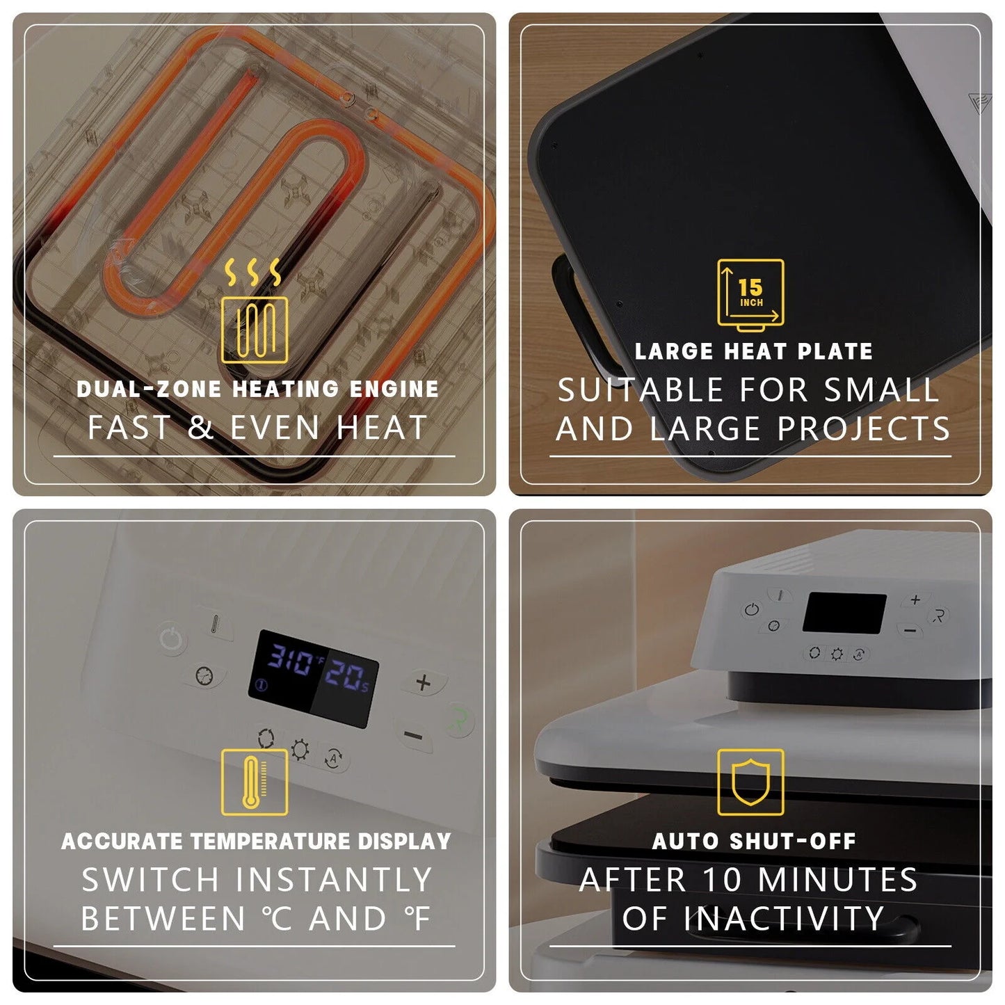 HTVRONT 1500W 15"X15" Automatic Heat Press Machine Bundle, Sublimation Printer Transfer HTV Vinyl