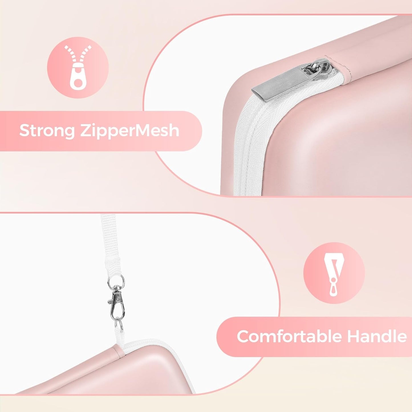 Nelko Genuine Case Compatible P21 Label Maker, Compatible with Most Mini Label Printers, for Labeler Makers & Labeling Tapes, Box with Mesh Pocket for Batteries Accessories (Case Only), Pink