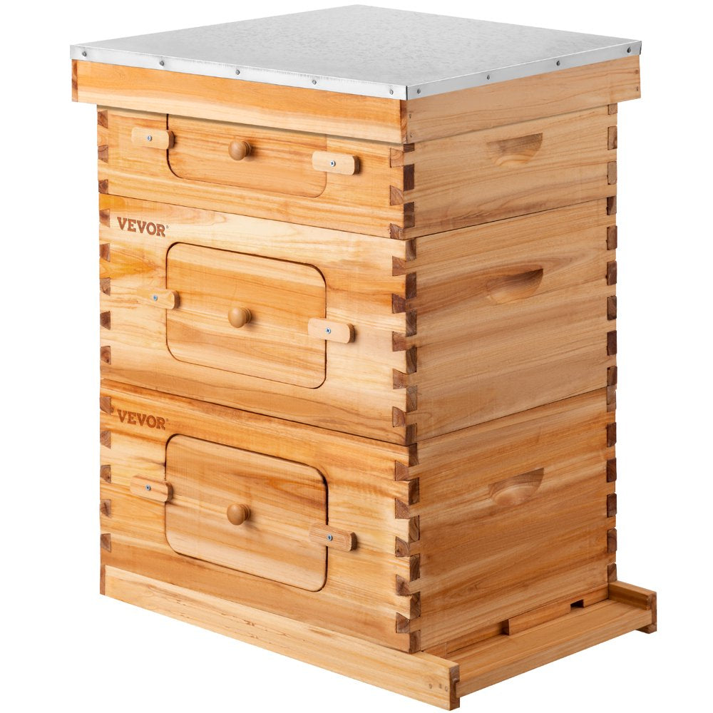 Beehive Box Kit Bee Honey Hive 30 Frames 2 Deep 1 Medium Natural Fir Wood