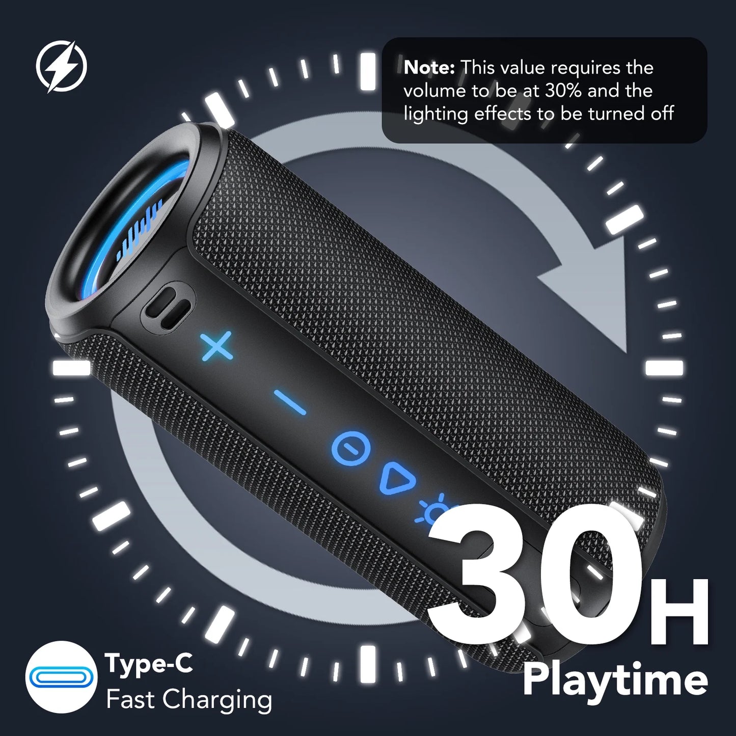 Portable Bluetooth Speaker, 30W Super Loud Bluetooth 5.4 Speaker Wireless, Boost Bass 3.0, 30H Playtime, 8 RGB Modes, IPX7 Waterproof Speaker, TWS Pairing, for Outdoor/Home/Party, Gift Ideas