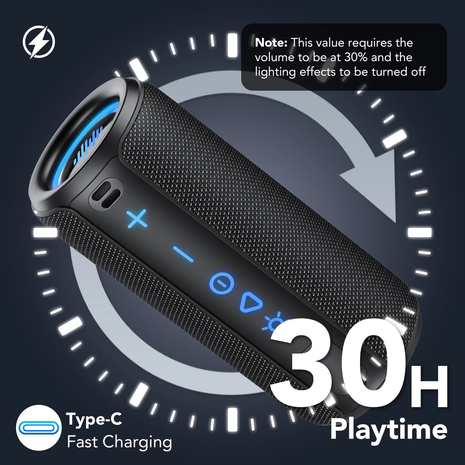 Portable Bluetooth Speaker, 30W Super Loud Bluetooth 5.4 Speaker Wireless, Boost Bass 3.0, 30H Playtime, 8 RGB Modes, IPX7 Waterproof Speaker, TWS Pairing, for Outdoor/Home/Party, Gift Ideas