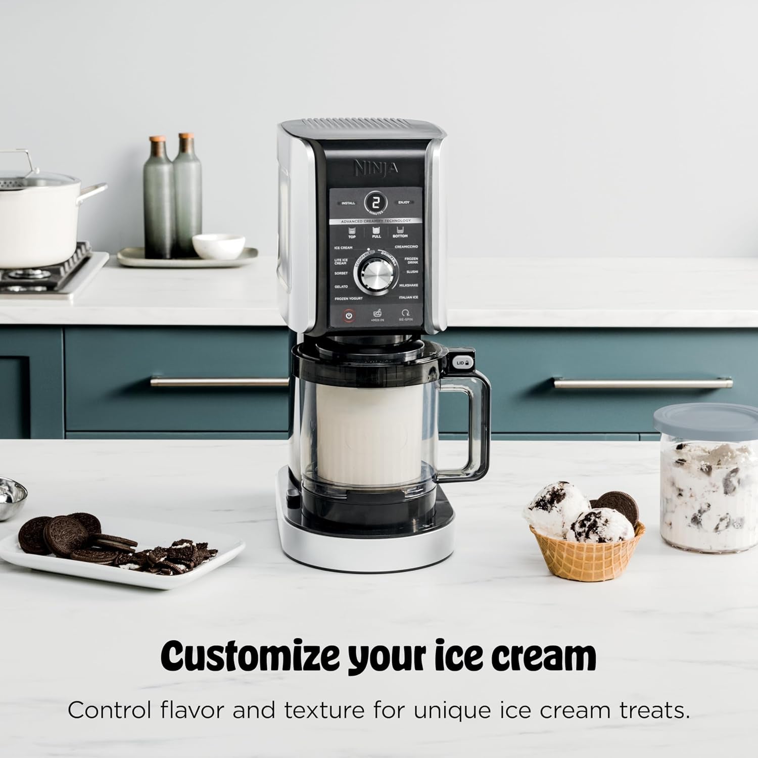 Ninja Creami Deluxe Ice Cream Maker, Treats and Frozen Desserts, Sorbet, Milkshakes, Yogurt and More, 11-In-1 Programs, XL Capacity, Includes Two 24-Oz Family-Size Tubs, Silver, NC501