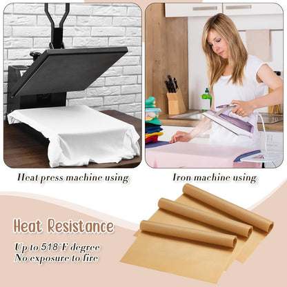 18 Pieces PTFE Sheets for Heat Press 12 X 16 Inch, T Shirt Alignment Ruler and Heat Resistant Tape 0.4 Inch X 36 Yd and PVC Tape Measure Set T Shirt Ruler Guide for Vinyl Alignment