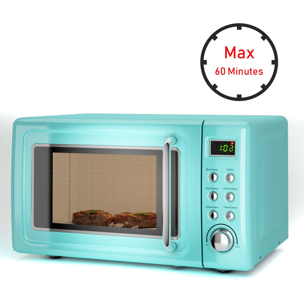 0.7Cu.Ft Retro Countertop Microwave Oven 700W LED Display Glass Turntable Green