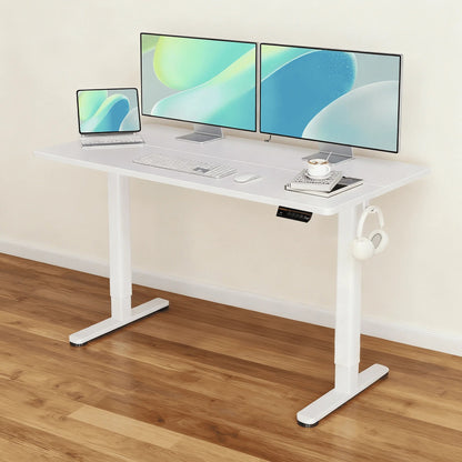 55 Inch Electric Standing Desk, Wide Computer Stand up Desks Adjustable Height, Sit-Stand Rising Desk W/Memory Preset for Home Office Students Desk,White Top