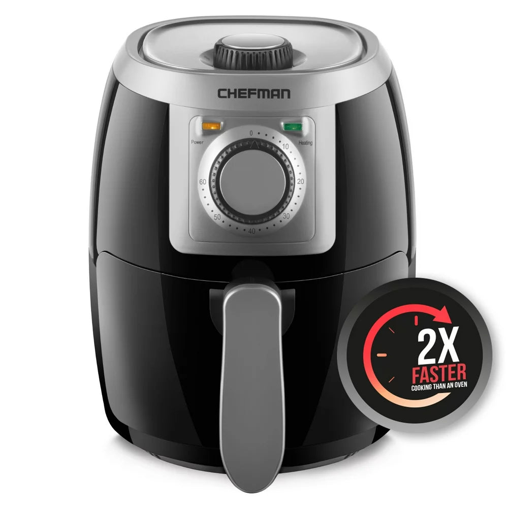 Turbo-Fry Air Fryer with Adjustable Temp Control, 2 Qt Capacity, Black