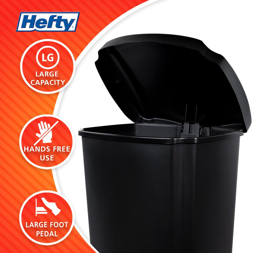 12.1 Gallon Trash Can, Plastic Step on Kitchen Trash Can, Black