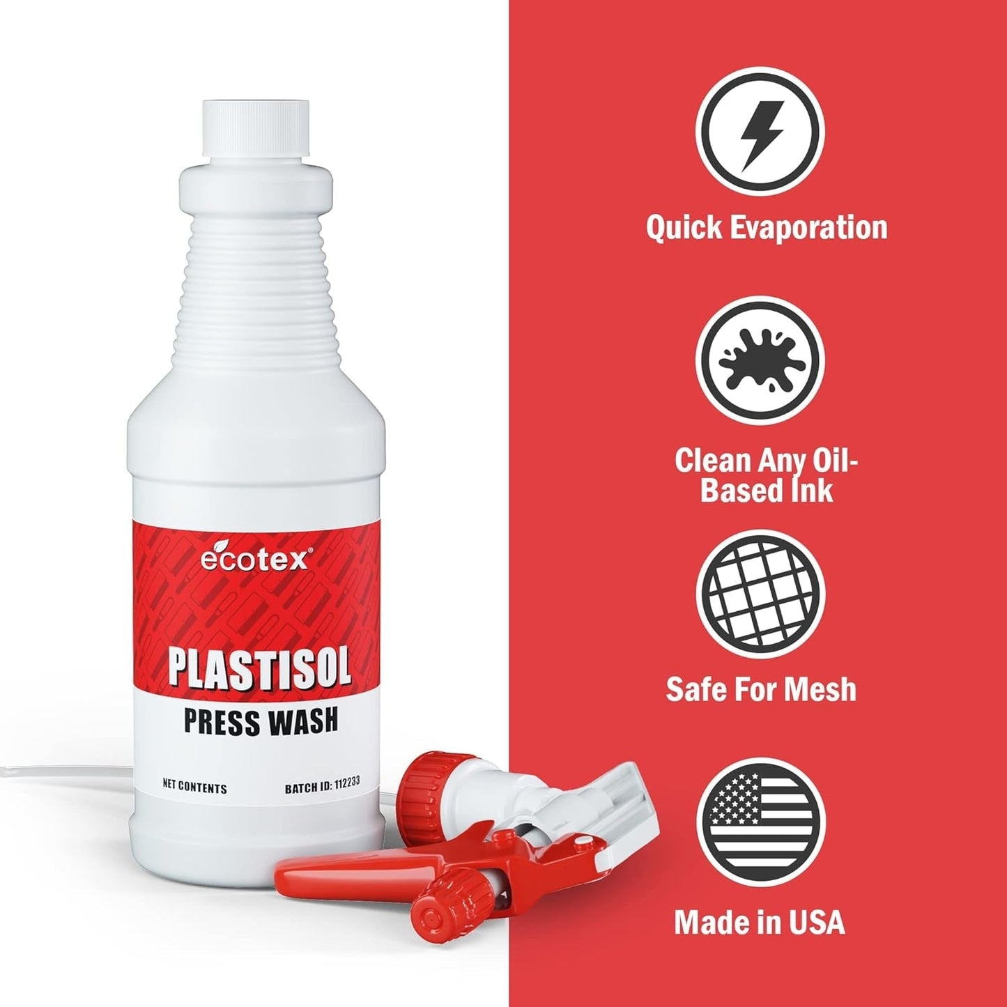Ecotex® Screen Printing Cleaning Kit - Emulsion Remover - Press Wash Plastisol Ink Cleaner, Hyper Haze Remover and Degreaser, Premium Hand Cleaner and Scrub Pad - Screen Printing Supplies