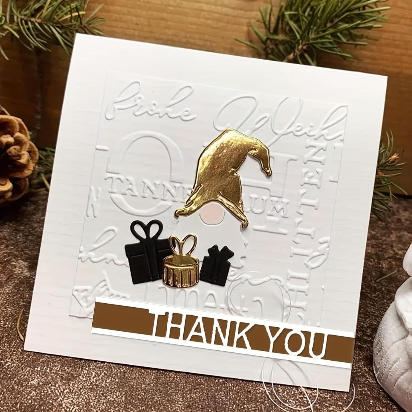 3D Backgrounds Metal Cutting Die for Scrapbooking, New Cutting Dies DIY Album Card Making Decor Paper Craft Metal Die Cuts Party Wedding Decorations (Common Blessing Words 4.5 X 3.5 In)