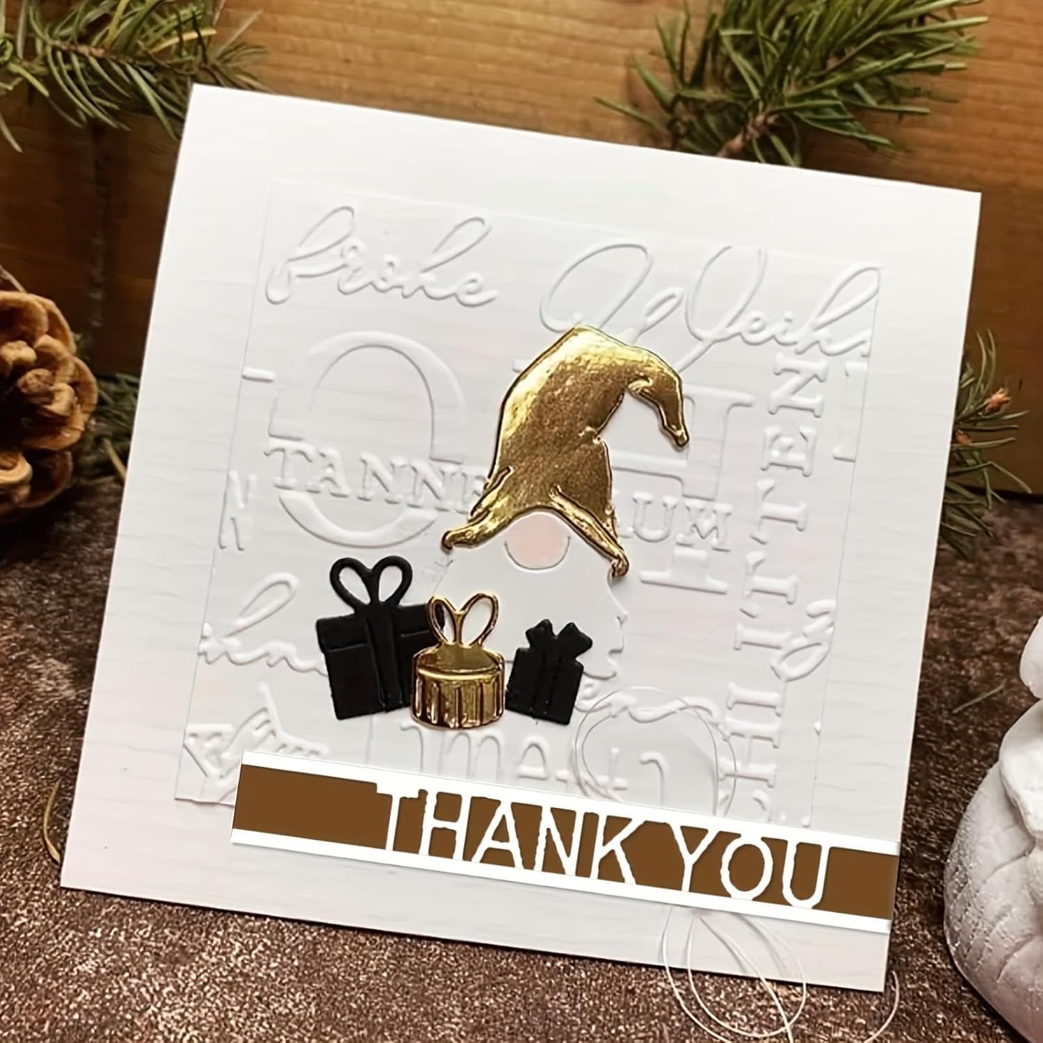 3D Backgrounds Metal Cutting Die for Scrapbooking, New Cutting Dies DIY Album Card Making Decor Paper Craft Metal Die Cuts Party Wedding Decorations (Common Blessing Words 4.5 X 3.5 In)