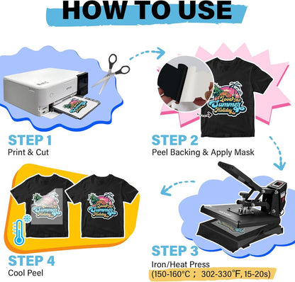 Printable Heat Transfer Paper for T-Shirts 30 Sheets, 8.3" X 11.7" Printable Heat Transfer Vinyl for Inkjet Printer, Iron on Transfer Paper for Light and Dark Fabric (Matte)