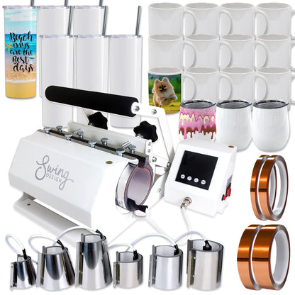 Swing Design 7-In-1 Tumbler Press 20Oz/30Oz Bundle - White